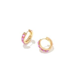 Kendra Scott Barbie™ x Kendra Scott Gold Huggie Earrings in Pink Opal